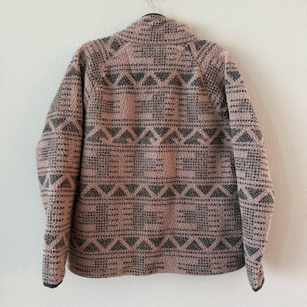 Carhartt Women's Relaxed Fit Fleece Pullover Warm Taupe Geometric Print Large - Picture 6 of 9